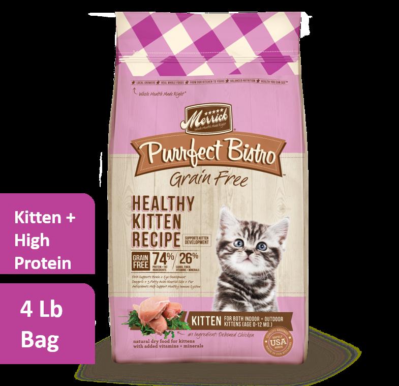 Merrick Purrfect Bistro Grain-Free Healthy Kitten Recipe Dry Cat Food - 4 lb Bag  