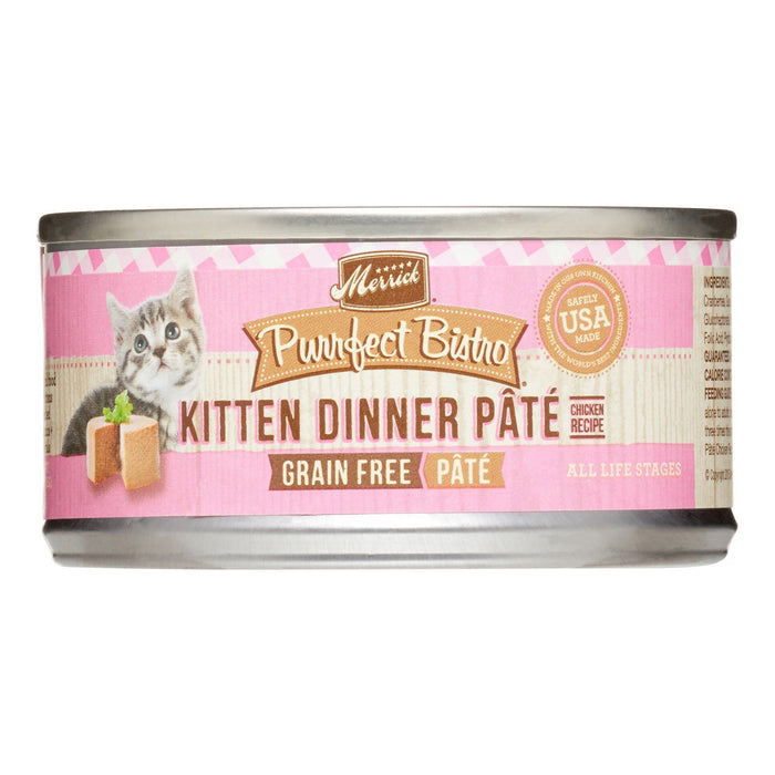 Merrick Purrfect Bistro Grain-Free Kitten Dinner Pate Wet Canned Dog Food - 3 oz Cans -...