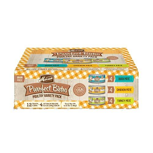 Merrick Purrfect Bistro Grain Free Purrfect Bistro Poultry Variety Pack Canned Cat Food - 5.5 oz Cans - Case of 12  