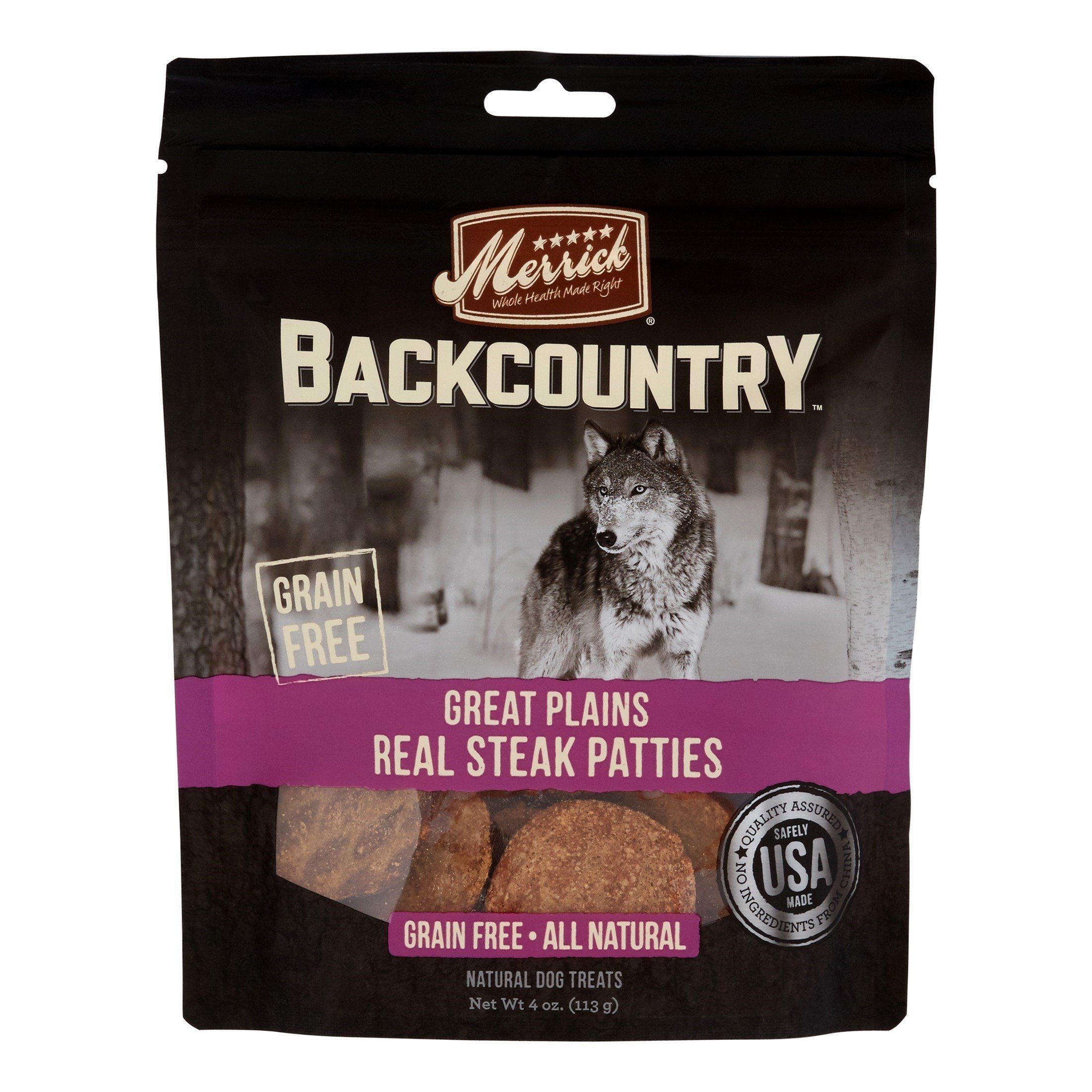 Merrick Treats Great Plains Steak Patties Natural Dog Chews - 4 oz Bag  