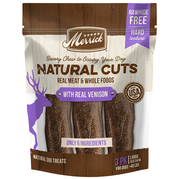 Merrick Treats Natural Cuts with Real Venison Large Chew Naural Dog Chews - 10.9 oz (3 ...