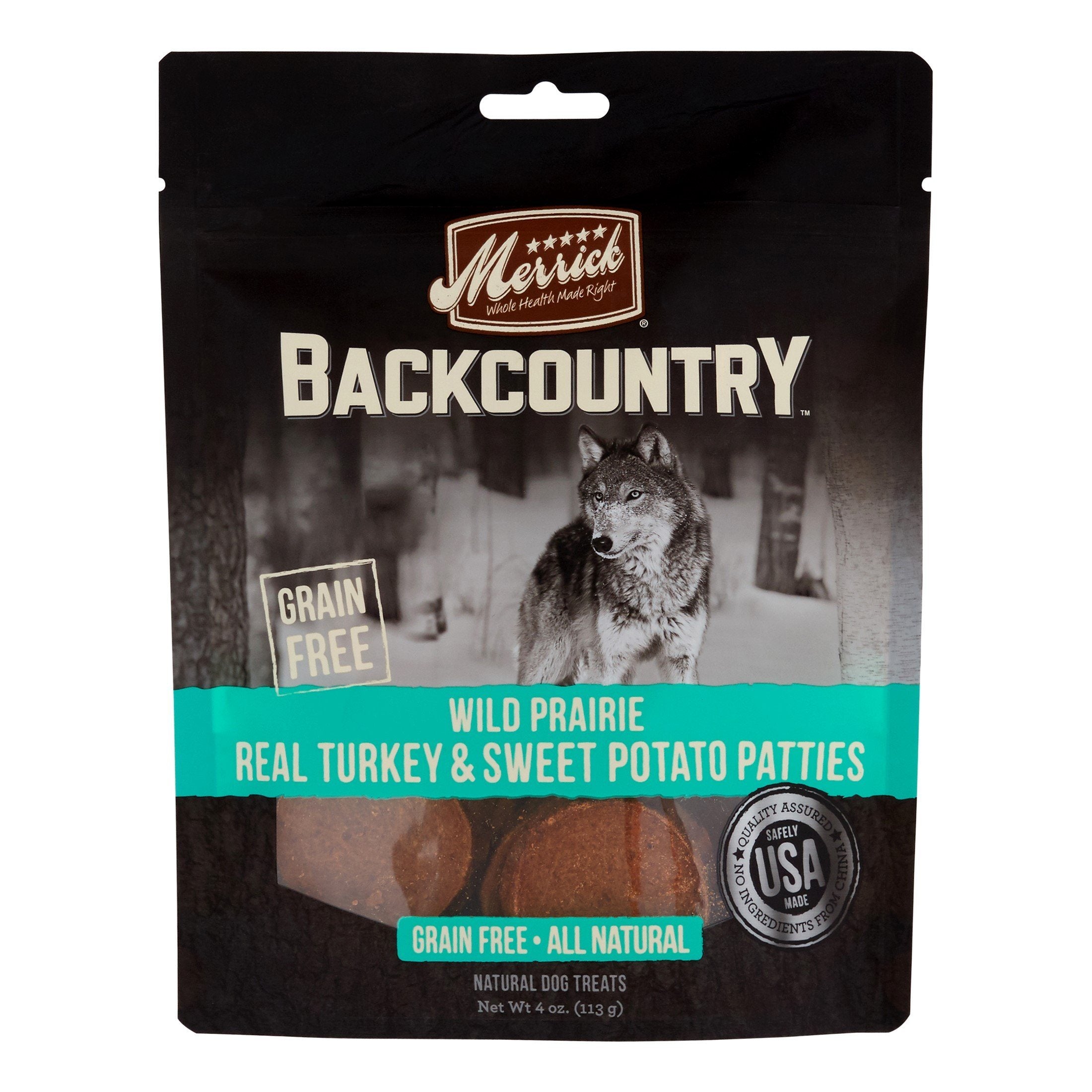 Merrick Treats Wild Prairie Turkey & Sweet Potato Patties Natural Dog Chews - 4 oz Bag  