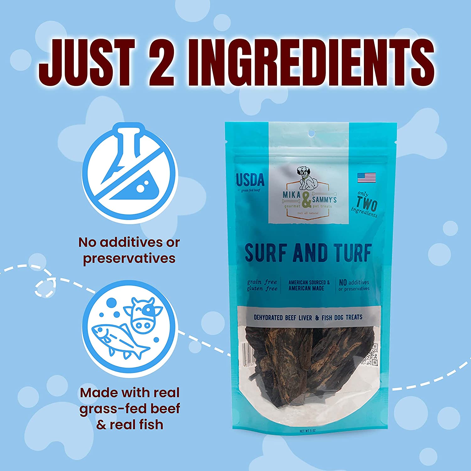 Mika & Sammy's Surf & Turf Fish and Beef Jerky Dog Treats - 5 oz  