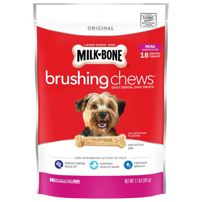 Milk-Bone Brushing Chews Dog Treat Original - 5-24 lb, Extra Small - 18 Count