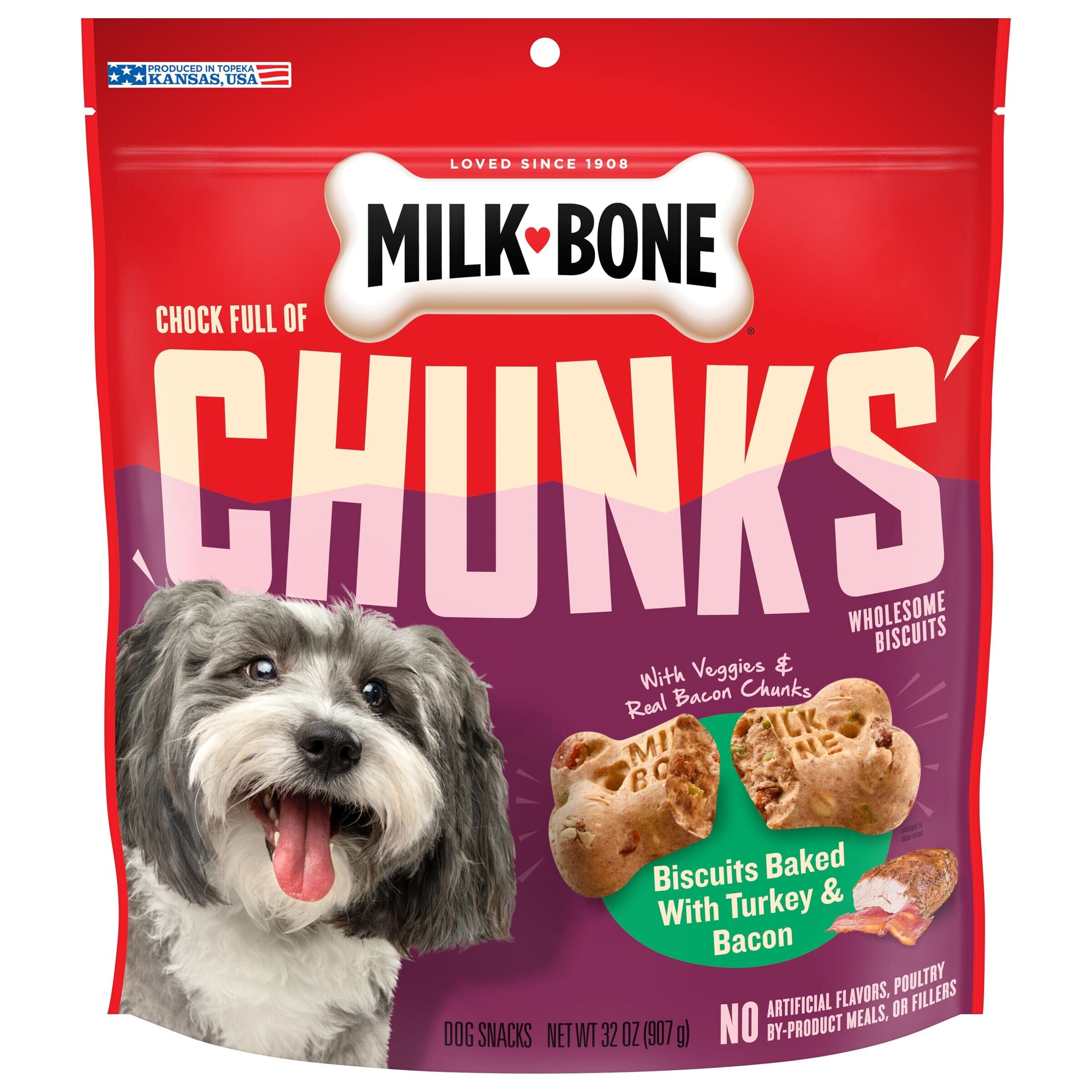 Milk-Bone Chock Full of Chunks Dog Treats Turkey & Bacon - 32 Oz  