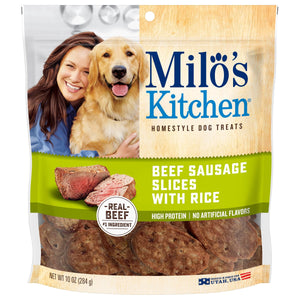 Milo's Kitchen Beef Sausage Slices with Rice Dog Treats - 10 Oz