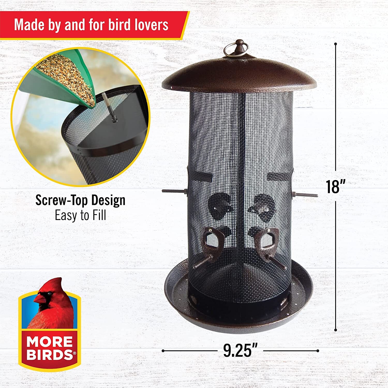 More Birds Combo Sunflower or Thistle Wild Bird Feeder - Copper - 11 Lb Cap  