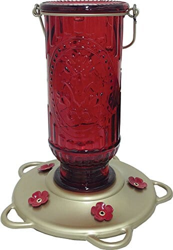 More Birds Glass Vintage Hummingbird Feeder - Red - 20 Oz Cap  