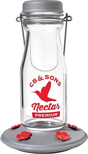 More Birds Jersey Glass Vintage Hummingbird Feeder - 18 Oz Cap  