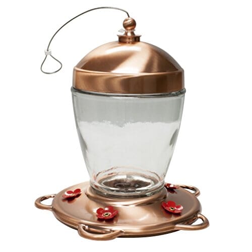 More Birds Jubilee Glass Vintage Hummingbird Feeder - Copper - 32 Oz Cap  