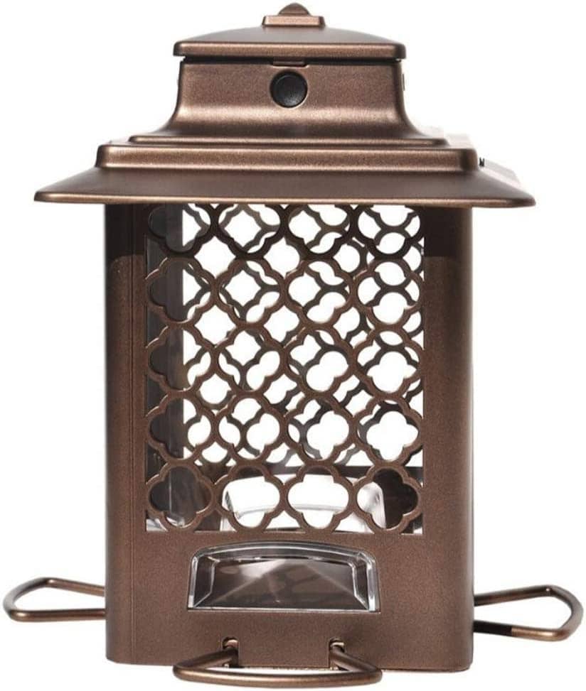 More Birds Metal Hopper Sunflower Wild Bird Feeder - Bronze - 3.6 Lbs Cap  