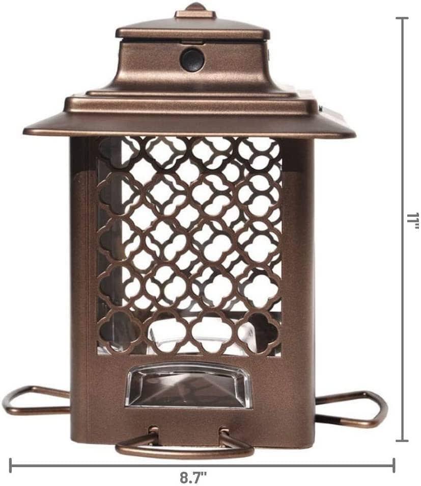 More Birds Metal Hopper Sunflower Wild Bird Feeder - Bronze - 3.6 Lbs Cap  