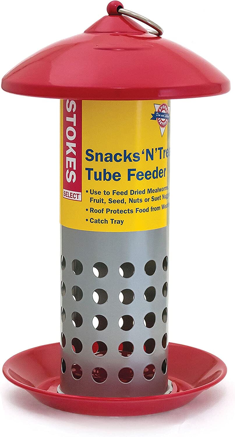 More Birds Snacks 'N' Treats Mealworm Tube Wild Bird Feeder - Red - 1.3 Lbs Cap  