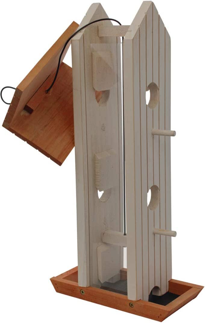 More Birds Tower Sunflower Wooden Hopper Wild Bird Feeder - White - 3 Lbs Cap  