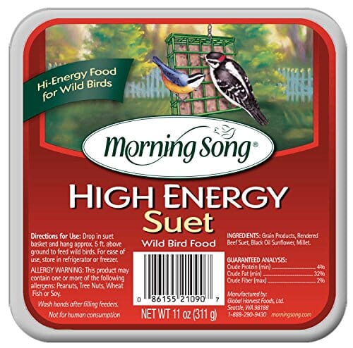 Morning Song High Energy Suet Cakes Wild Bird Food - 11 Oz - 12 Pack  