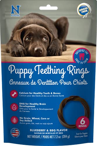 N-Bone Puppy Teething Ring Chewy Dog Treats Grain-Free BBQ Single