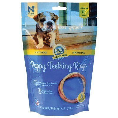 N-Bone Puppy Teething Ring Chewy Dog Treats Grain-Free Chicken - 6 Pack  