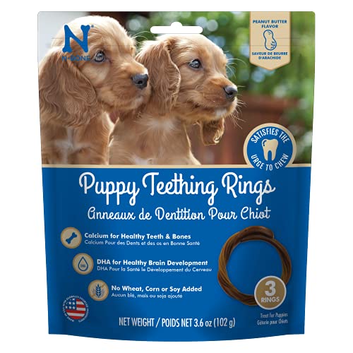 N-Bone Puppy Teething Ring Chewy Dog Treats Peanut Butter - 3 Pack  