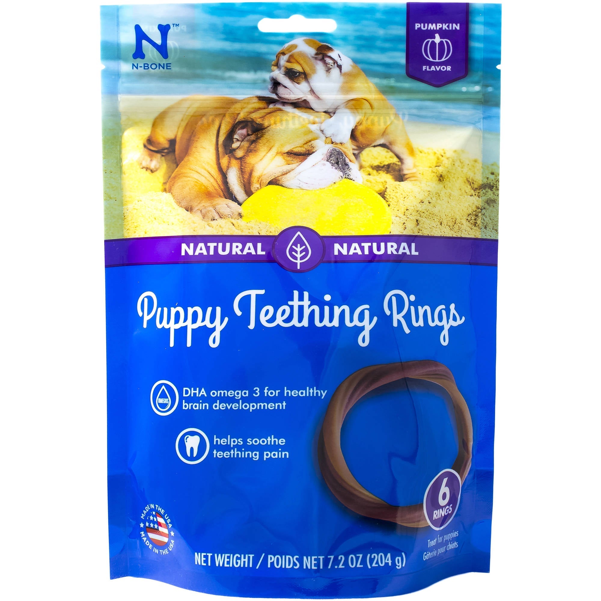 N-Bone Puppy Teething Ring Chewy Dog Treats Pumpkin - 6 Pack  