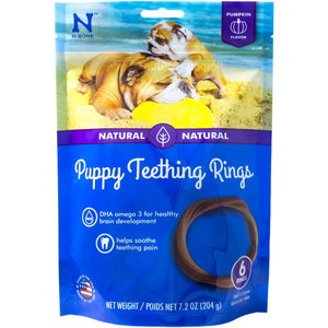 N-Bone Puppy Teething Ring Chewy Dog Treats Pumpkin - 6 Pack