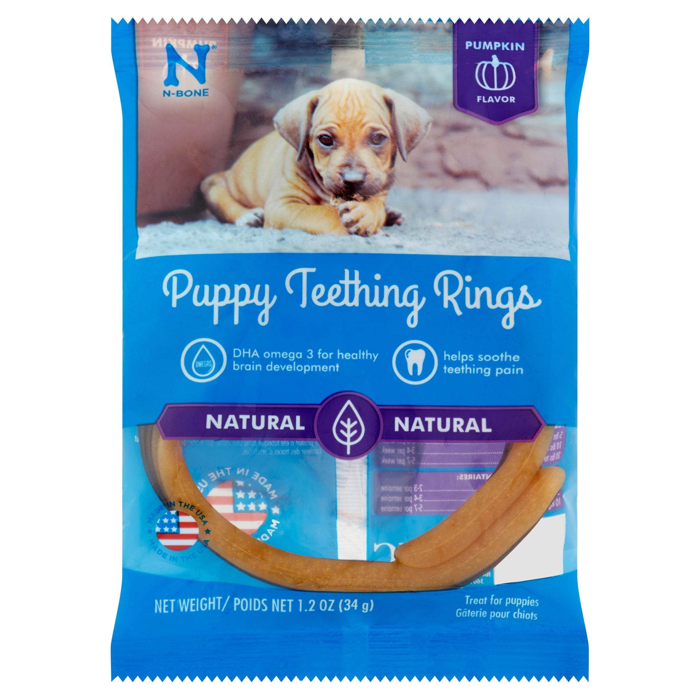 N-Bone Puppy Teething Ring Chewy Dog Treats Pumpkin - Single  