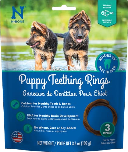 N-Bone Puppy Teething Ring Chewy Dog Treats Salmon - 3 Pack  