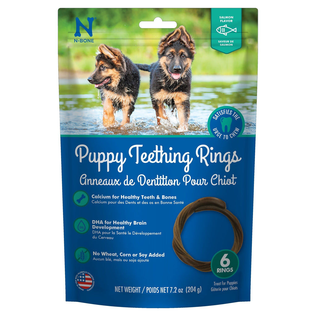 N-Bone Puppy Teething Ring Chewy Dog Treats Salmon - 6 Pack  