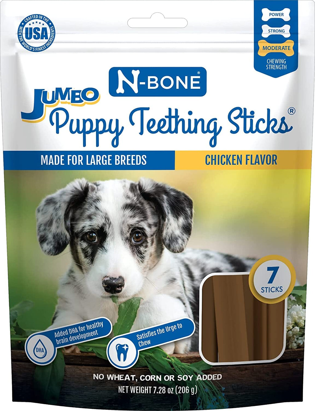 N-Bone Puppy Teething Sticks Jumbo Chicken Dog Chews - 7 Count  