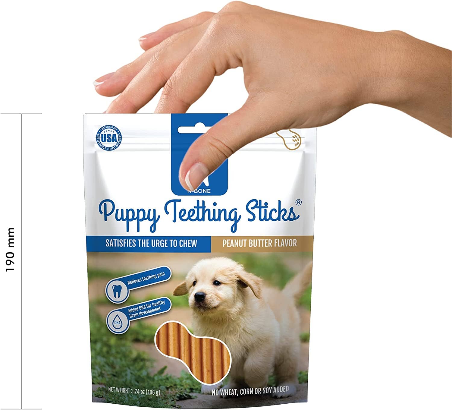 N-Bone Puppy Teething Sticks Peanut Butter Dog Chews - 17 Count  