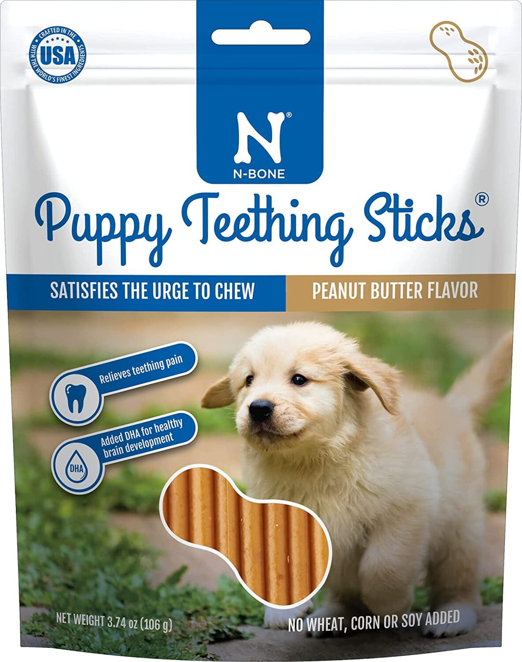 N-Bone Puppy Teething Sticks Peanut Butter Dog Chews - 17 Count  