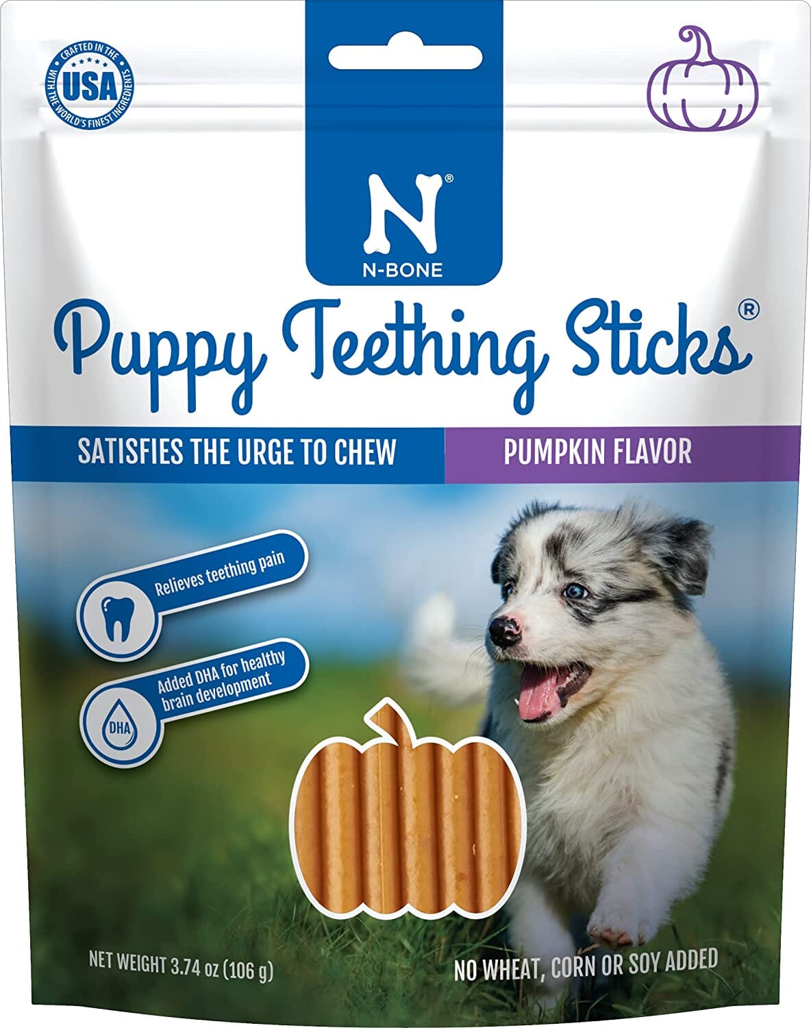 N-Bone Puppy Teething Sticks Pumpkin Dog Chews - 17 Count  