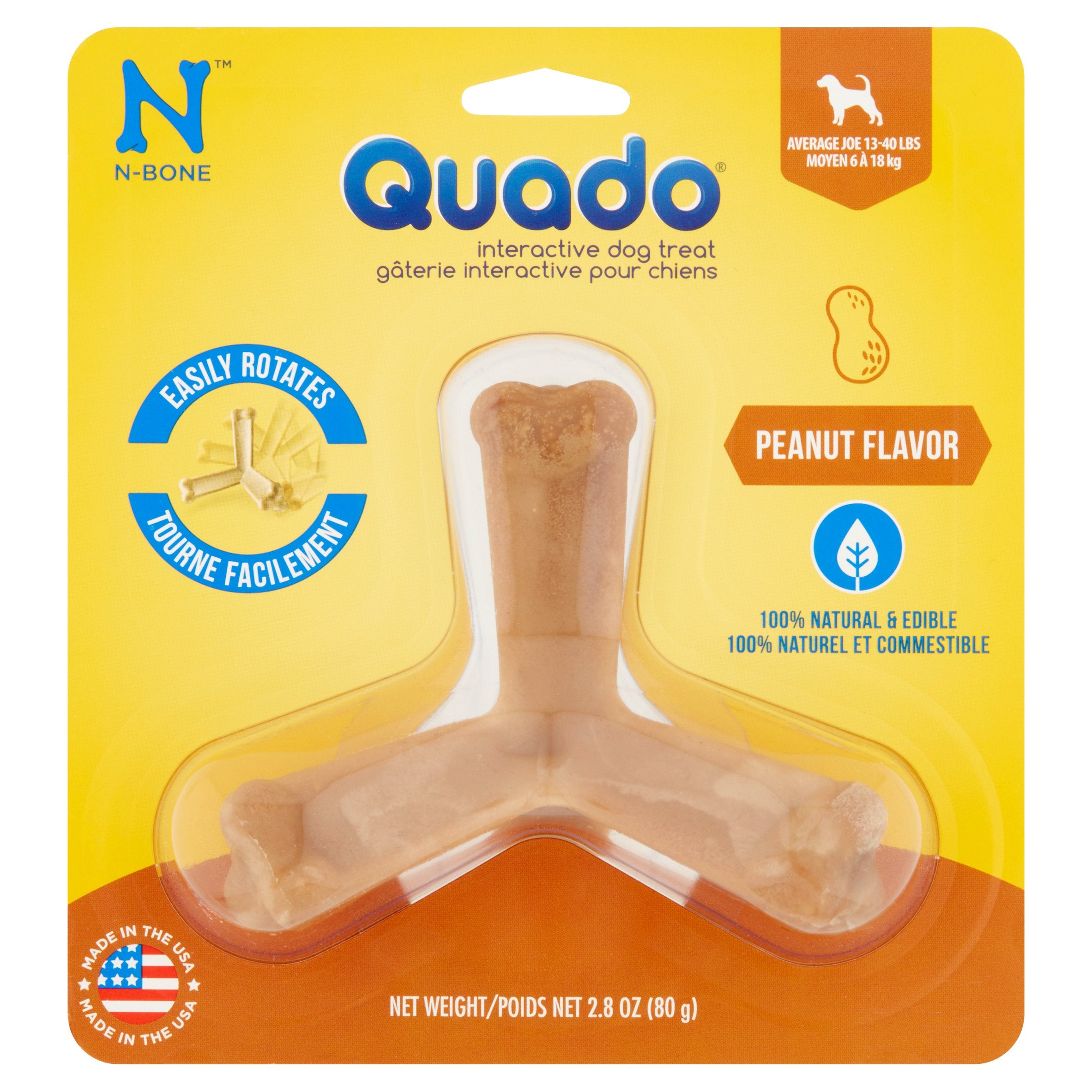 N-Bone QUADO USA Peanut Butter Dog Bone Treat - Medium  