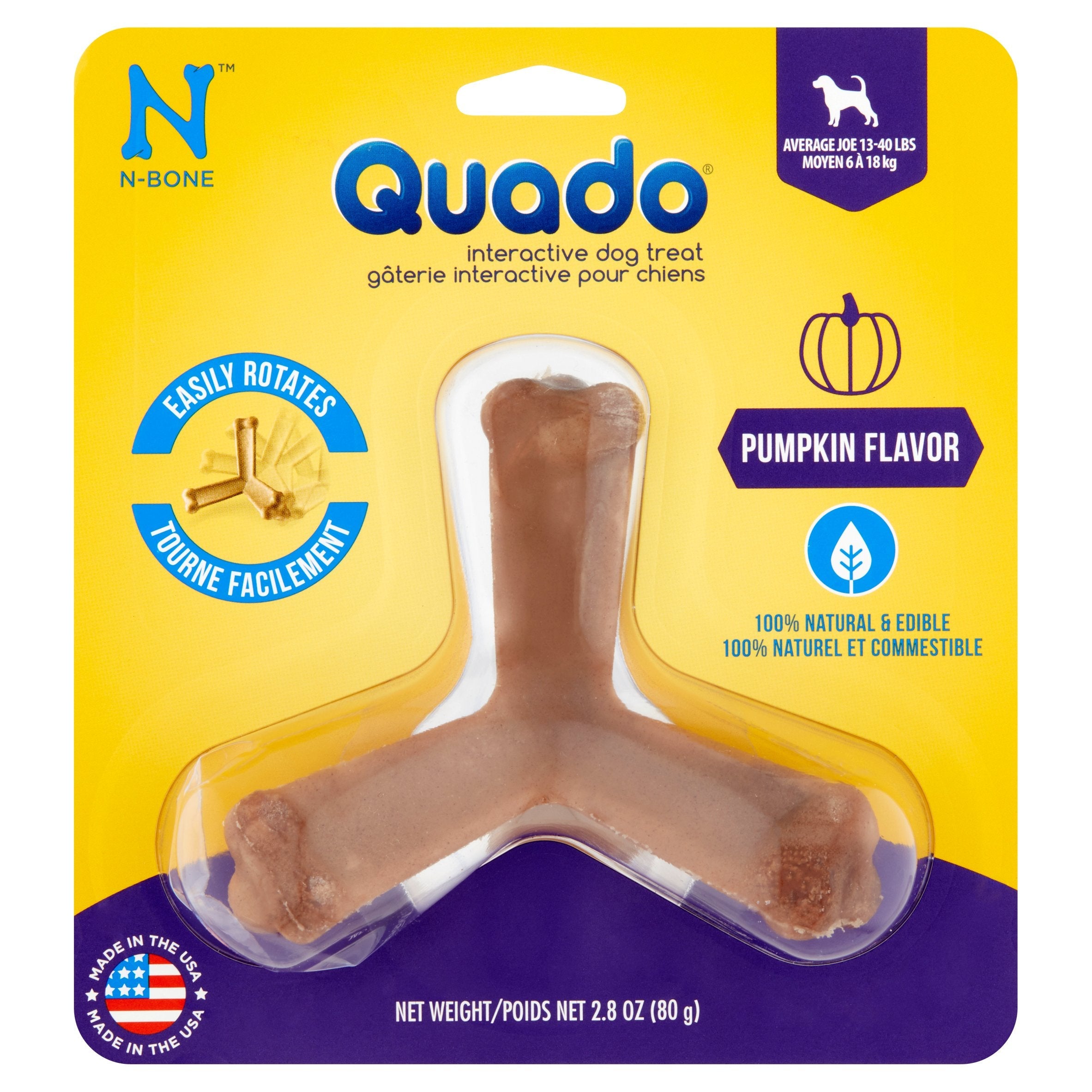 N-Bone QUADO USA Pumpkin Dog Bone Treat - Medium  