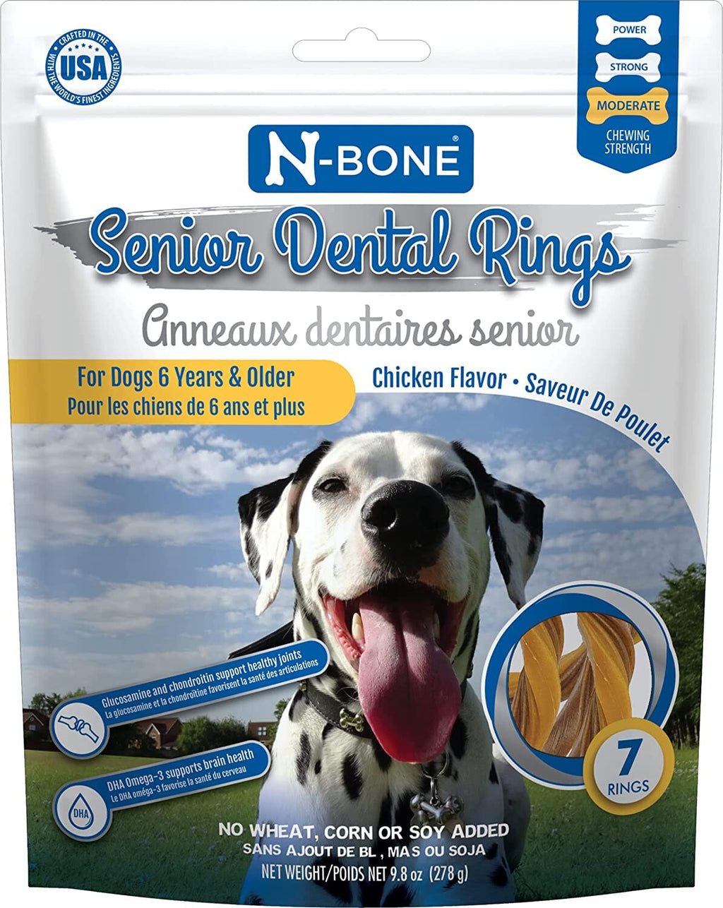 N-Bone Senior Dental Rings Chicken Dog Chews - 7 Count  