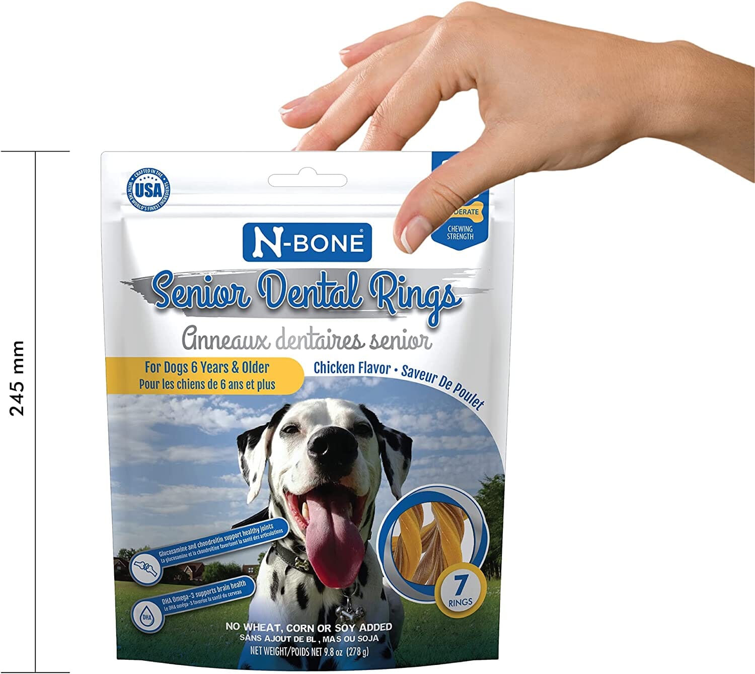 N-Bone Senior Dental Rings Chicken Dog Chews - 7 Count  