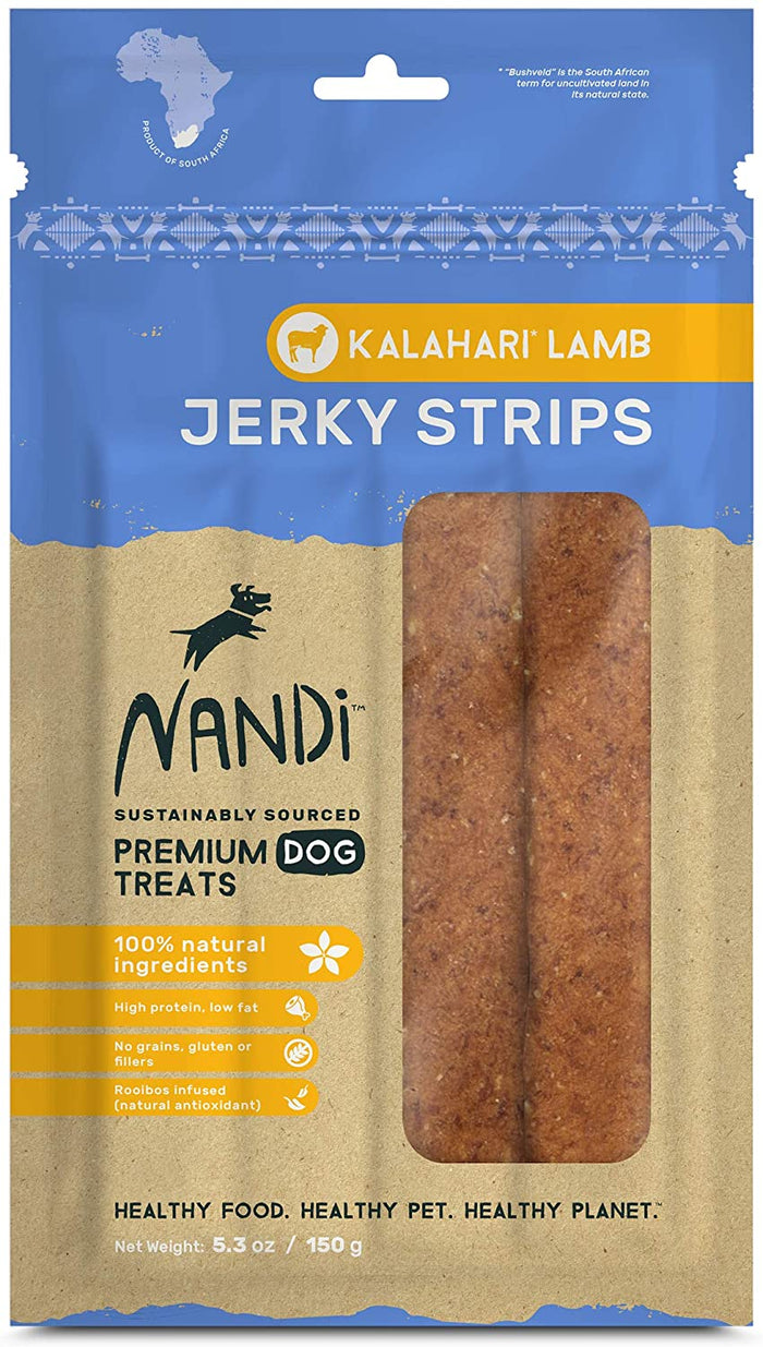 Nandi Kalahari Lamb Jerky Strips Dog Jerky Treats - 5.3 oz