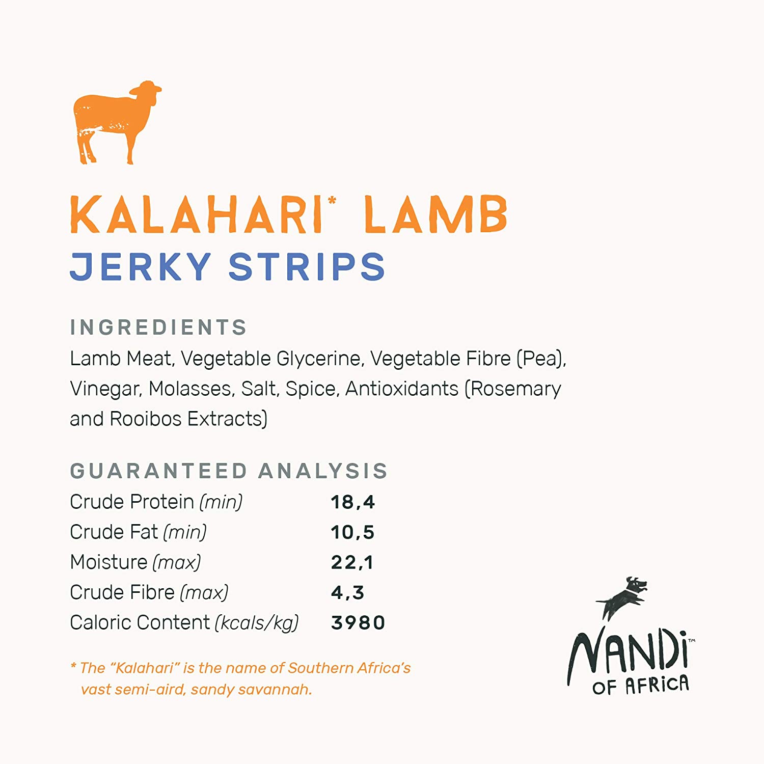 Nandi Kalahari Lamb Jerky Strips Dog Jerky Treats - 5.3 oz  