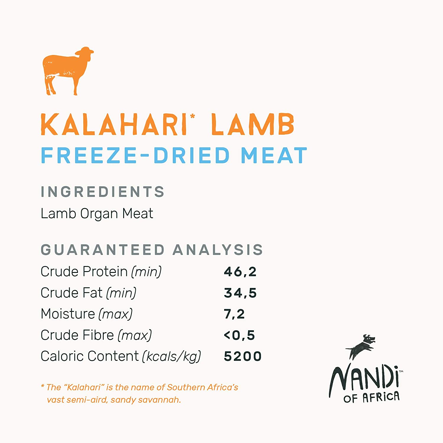 Nandi Kalahari Lamb Meat Freeze-Dried Dog Treats - 2 oz  