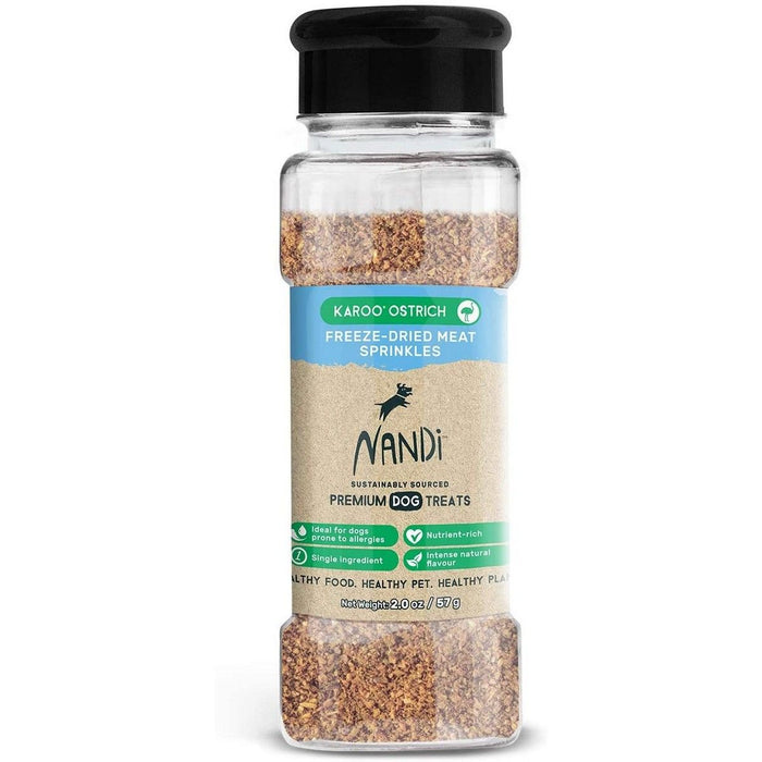 Nandi Karoo Ostrich Sprinkles Freeze-Dried Dog Food Toppers and Treats - 2 oz