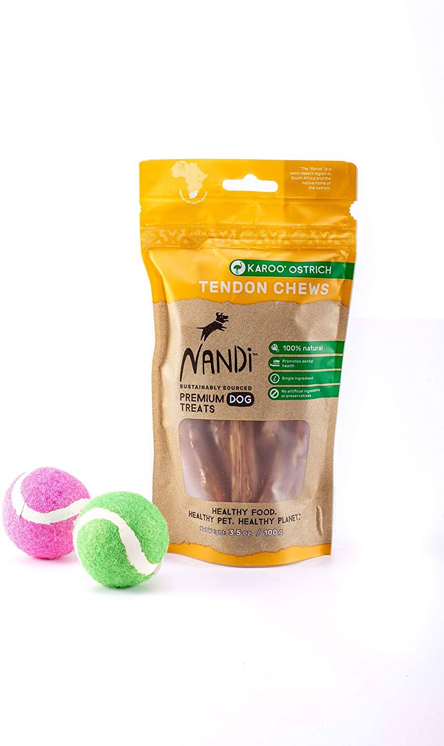 Nandi Karoo Ostrich Tendon Chews Natural Dog Treats - 3.5 oz  