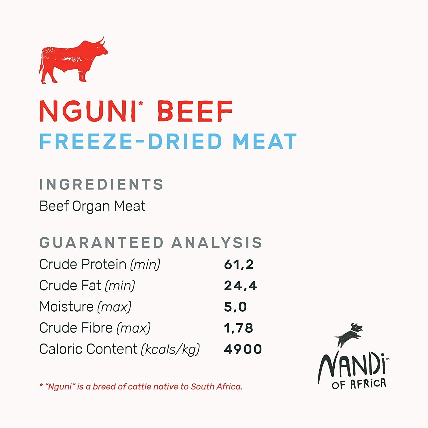 Nandi Nguni Beef Meat Freeze-Dried Dog Treats - 2 oz  