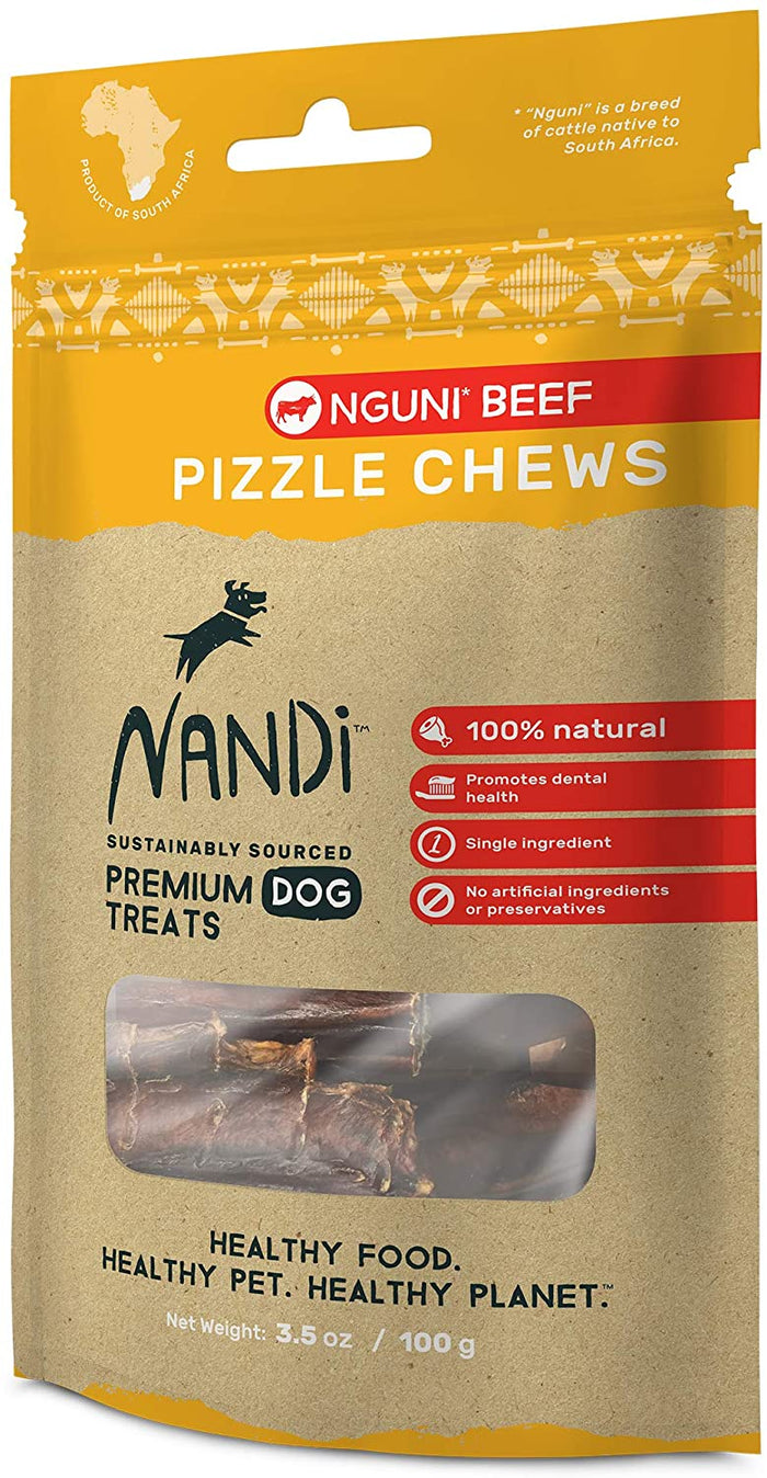 Nandi Nguni Beef Pizzle Chews Natural Dog Treats - 3.5 oz