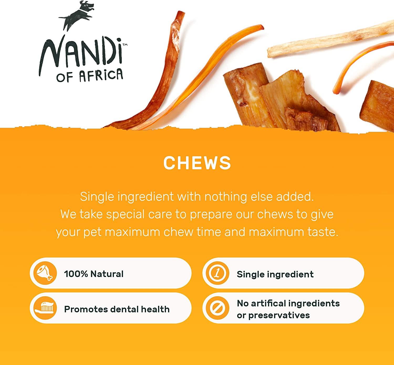 Nandi Nguni Beef Tendon Chews Natural Dog Treats - 3.5 oz  