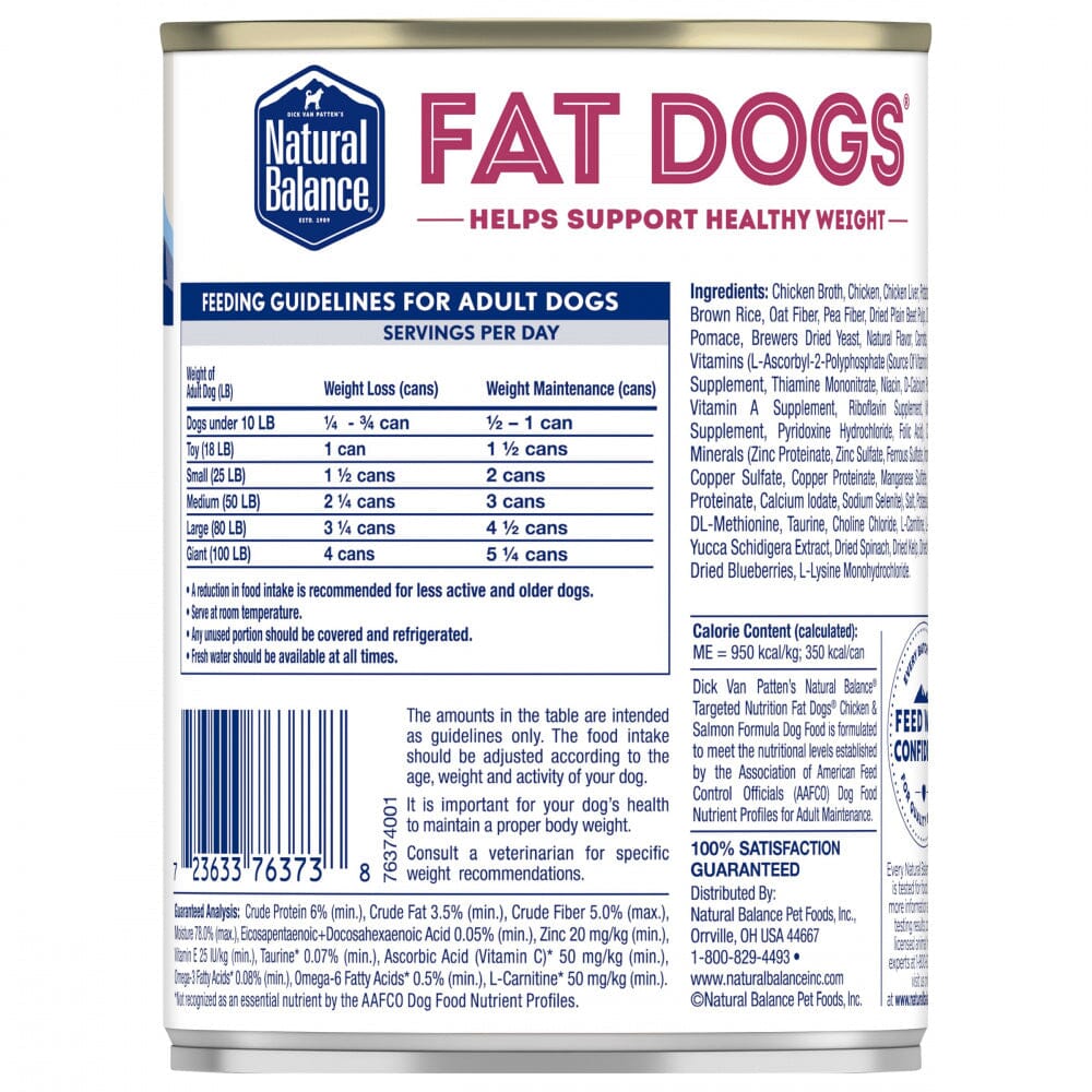 Natural Balance Fat Dogs Targeted Nutrition Chicken & Salmon Formula Wet Dog Food  