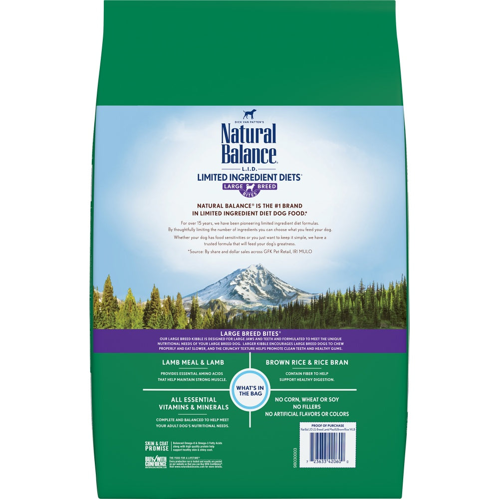 Natural Balance L.I.D. Limited Ingredient Diet Lamb & Brown Rice Large Breed Bites Dry Dog Food  