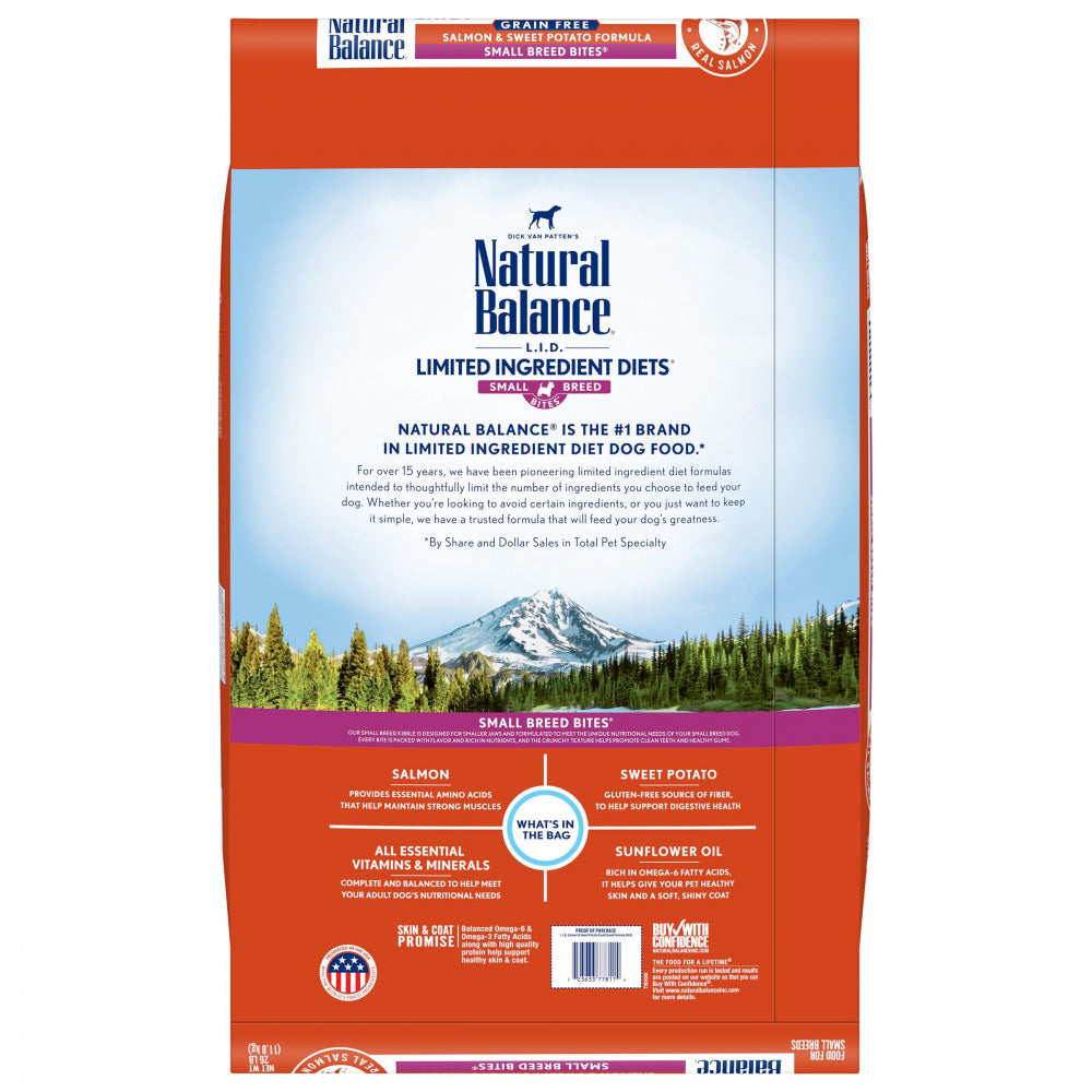Natural Balance L.I.D. Limited Ingredient Diets Adult Maintenance Sweet Potato and Fish Small Breed Bites Dry Dog Food  