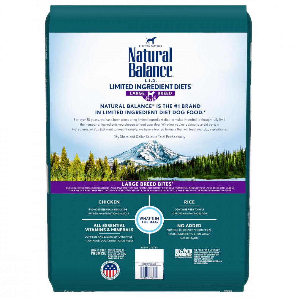 Natural Balance L.I.D. Limited Ingredient Diets Chicken & Brown Rice Large Breed Bites Dry Dog Food  