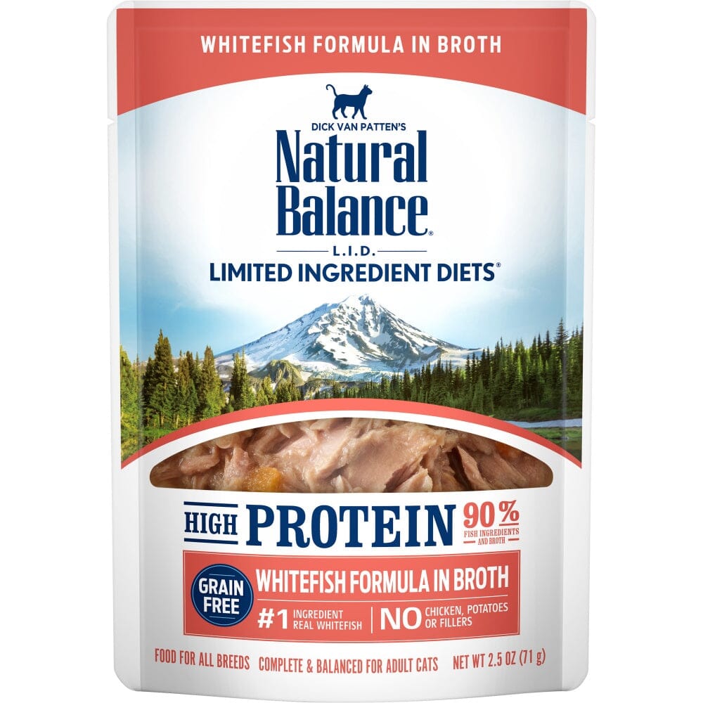 Natural Balance L.I.D. Limited Ingredient Diets High Protein Whitefish in Broth Pouch Wet Cat Food  