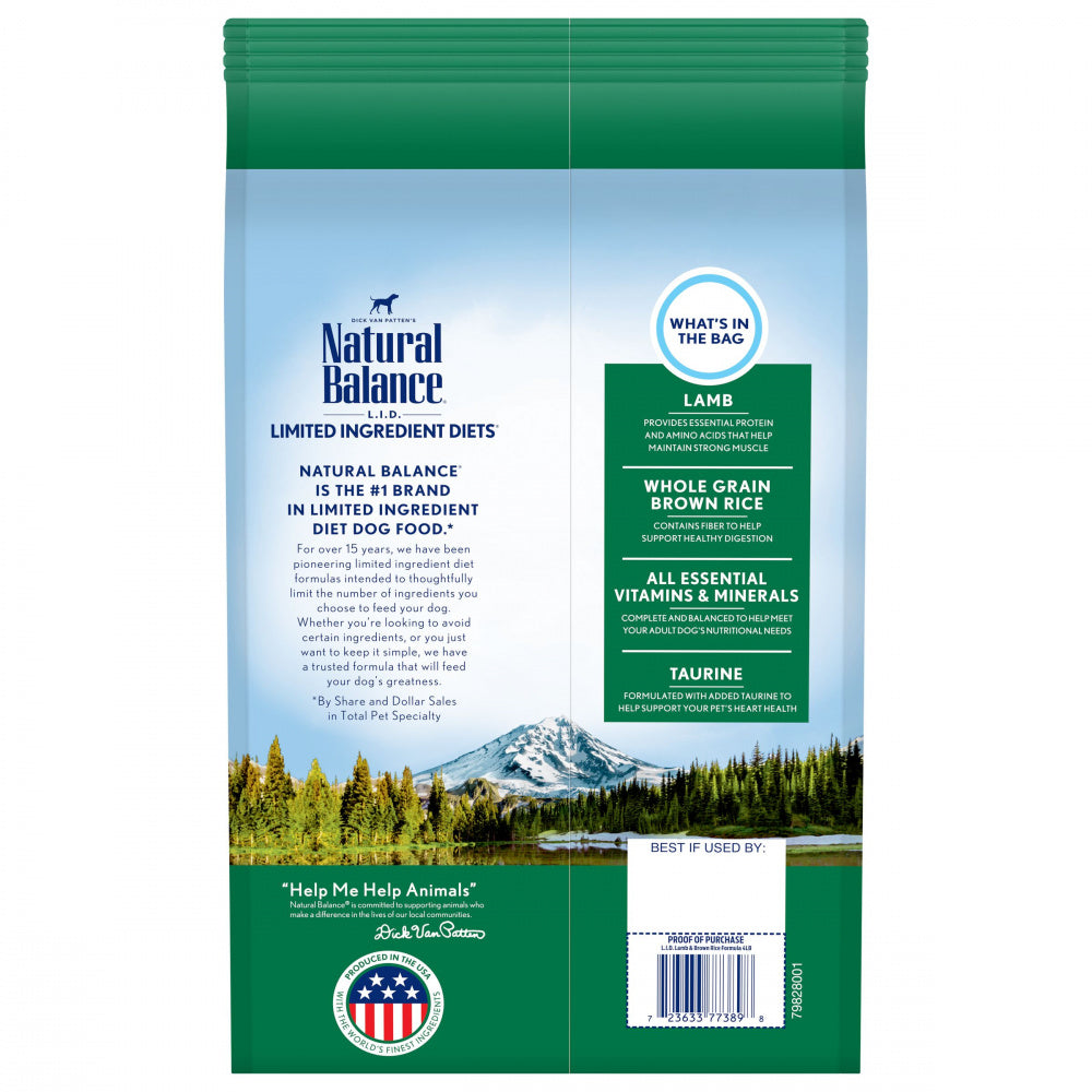 Natural Balance L.I.D. Limited Ingredient Diets Lamb & Brown Rice Formula Dry Dog Food  