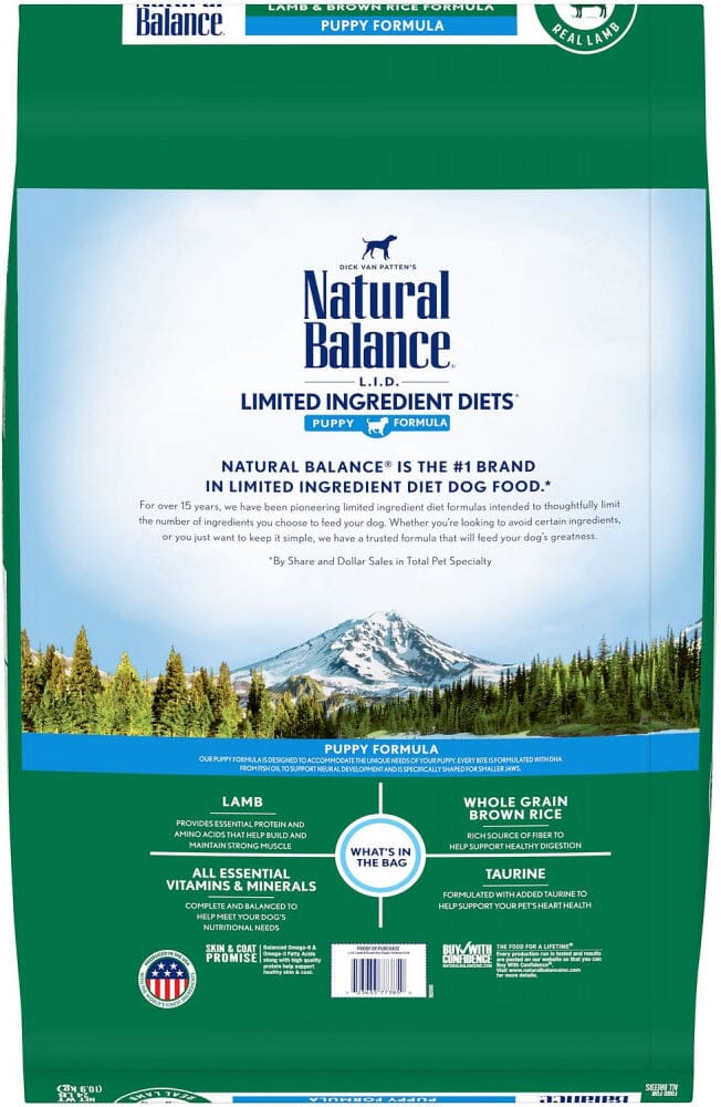 Natural Balance L.I.D. Limited Ingredient Diets Lamb & Brown Rice Puppy Formula Dry Dog Food  